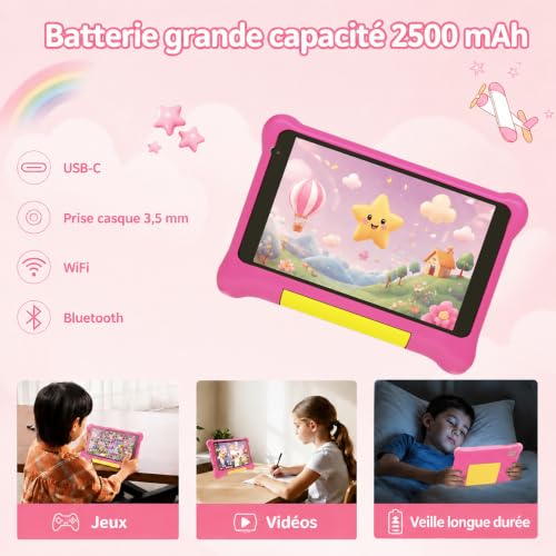 Detalle de MUTSAY Tablette Enfants 7'' Android – Éducative, 5 Go RAM / 32 Go ROM, Étui antichoc + Extensible 128 Go