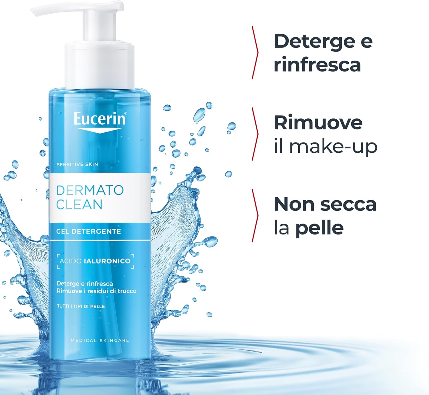 Thumbnail 2 de Eucerin DermatoClean Gel Detergente Viso 200 ml: schiumogeno idratante senza profumo con Acido Ialuronico