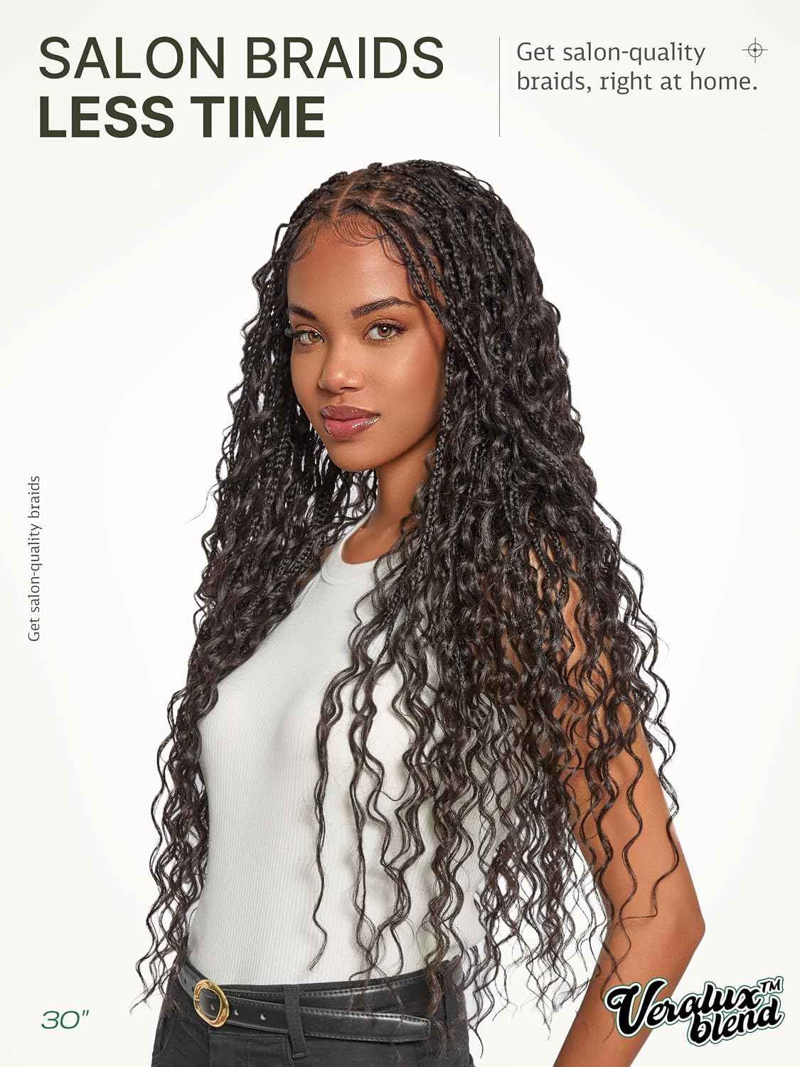 Detalle de Frodio Full Lace Boho Braided Wig, 30-Inch, 200% Density, Pre-Plucked Hairline