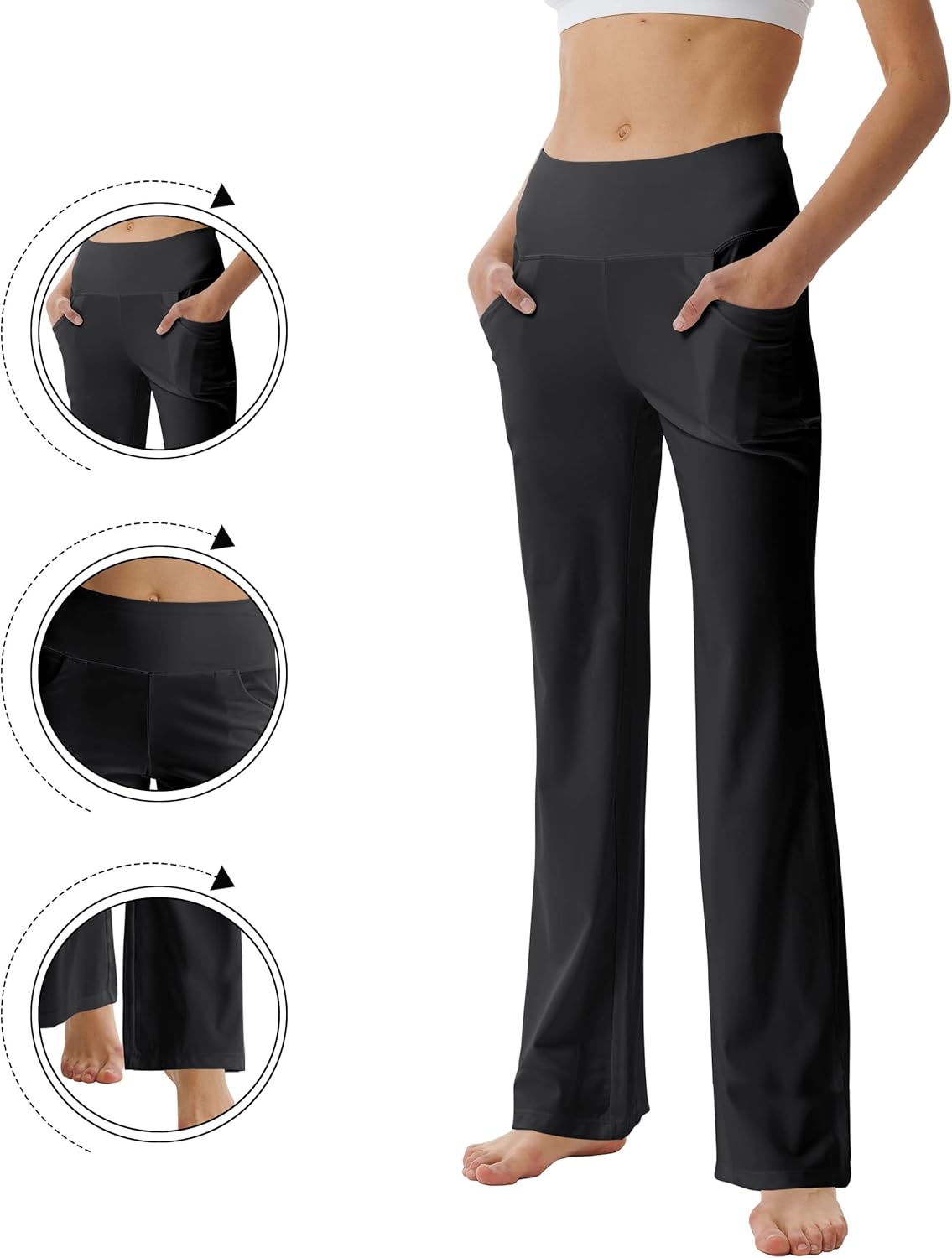Thumbnail 4 de Laier Women's Red Yoga Pants with Pockets High Waist Flared Bootleg