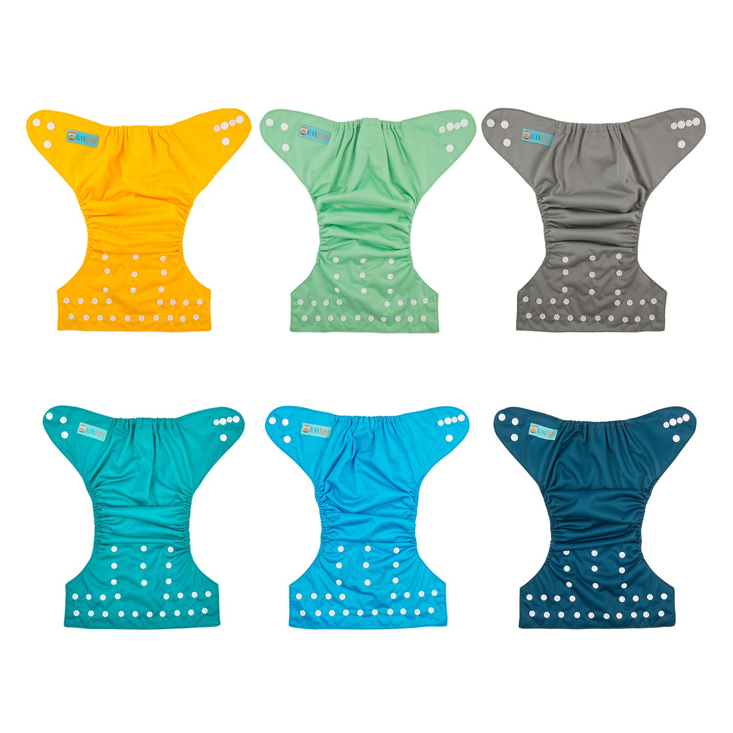 Detalle de ALVABABY One-Size Cloth Diapers, 6 Pack with 12 Inserts, Adjustable and Washable