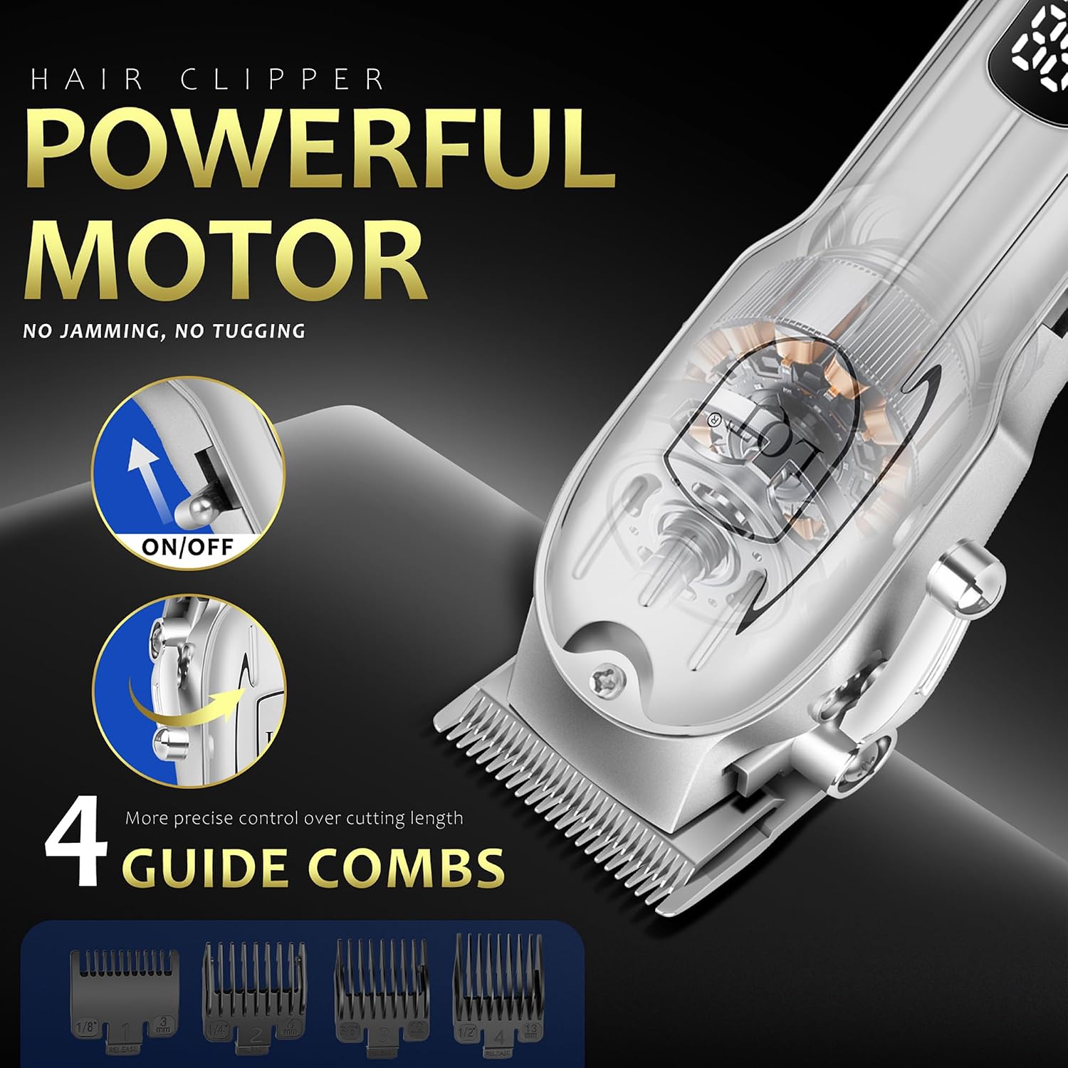 Detalle de Hair Clippers for Men with LED Display: 4-Piece Cordless Grooming Kit by LQT