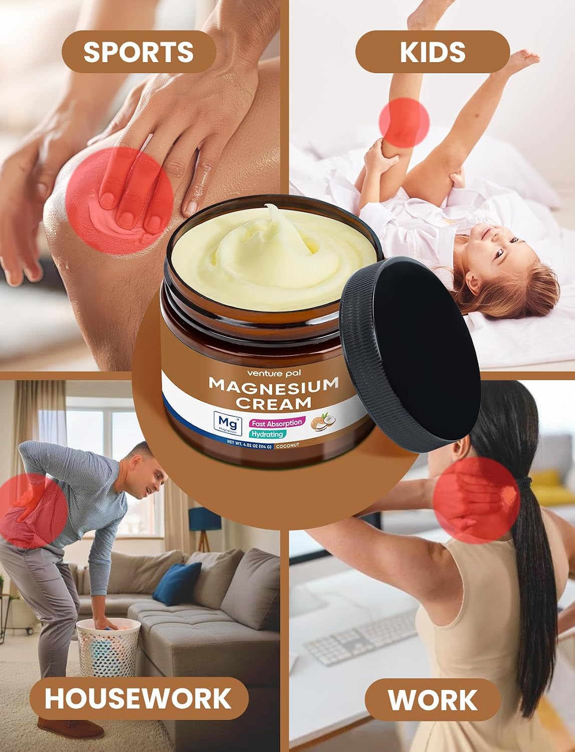Thumbnail 2 de Venture Pal Topical Magnesium Cream: Fast-Absorbing Hydration with Coconut Oil, Shea Butter & Hyaluronic Acid