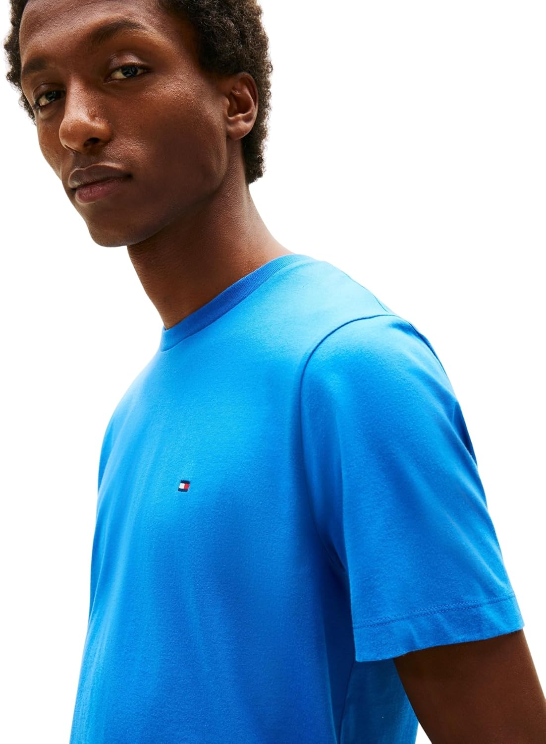 Detalle de Tommy Hilfiger ESS Seasonal REG FIT SOLID Tee – Basic-T-Shirt mit Flag-Gestaltung