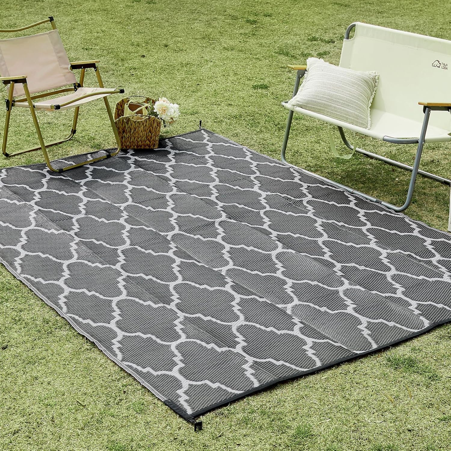 Thumbnail 6 de OIGAE Outdoor Teppich Wetterfest 180x270 cm – beidseitig bedruckt, recycelte Kunststoffrohre