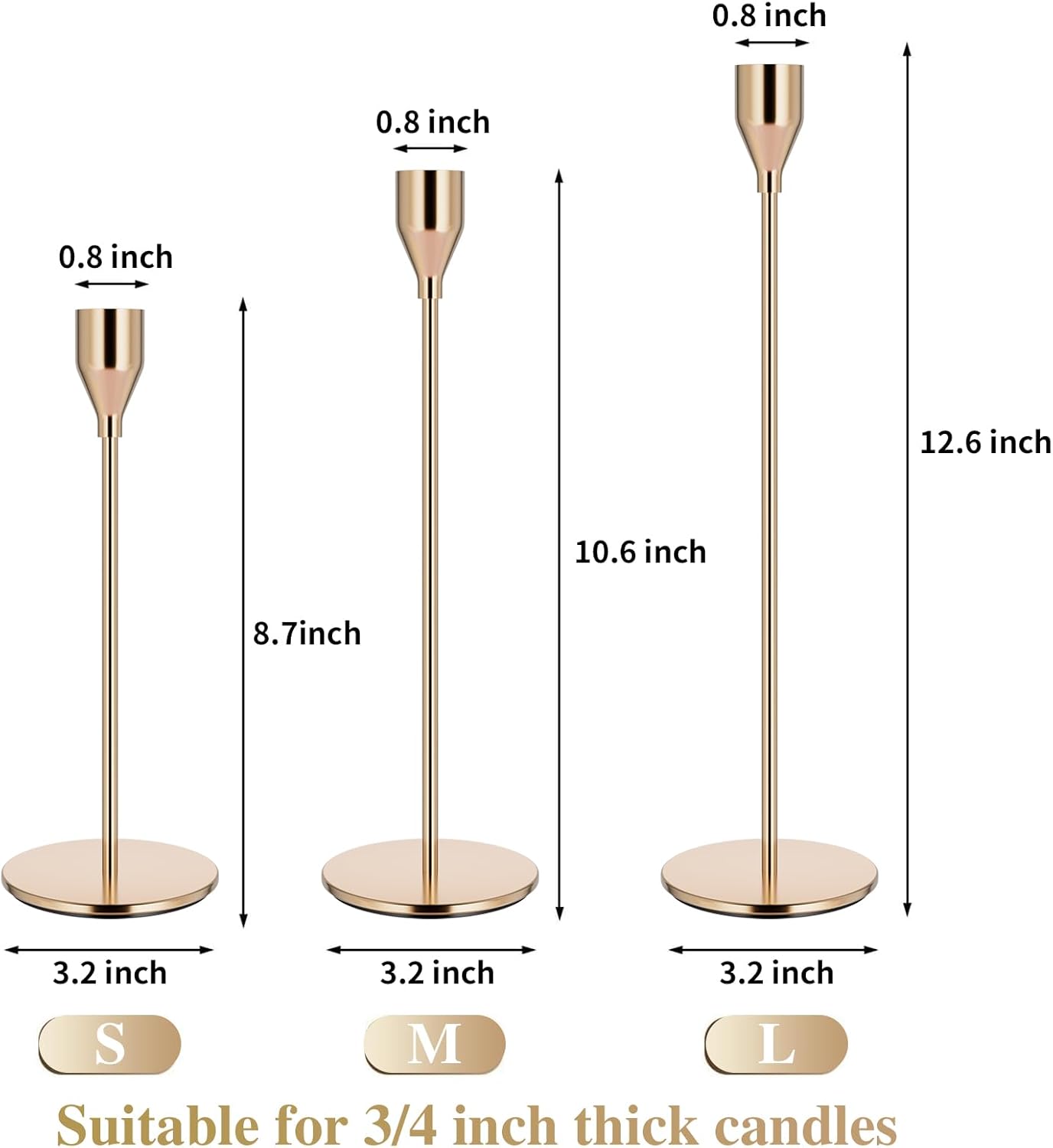 Detalle 2 de Pink Gold Candle Holders Set of 12 โ Taper Holders ๐ฏ