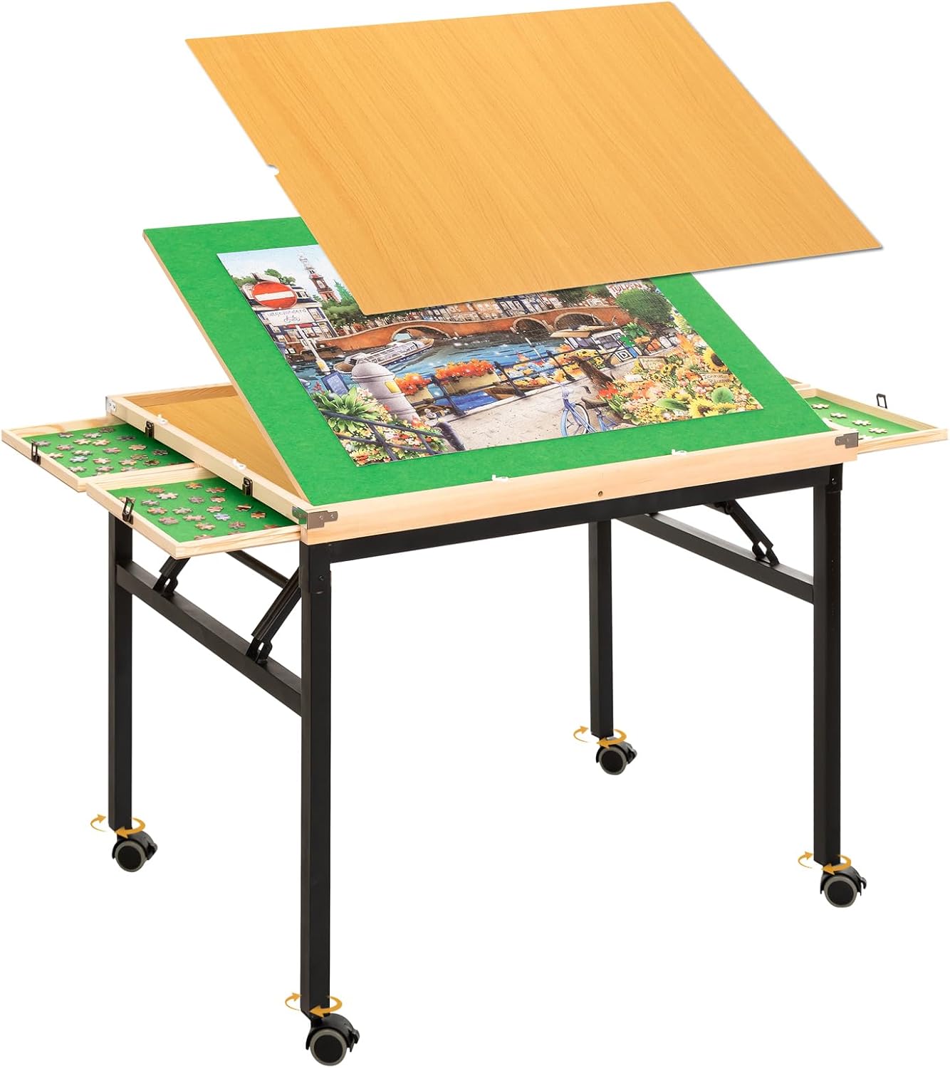 BittPicc Puzzle Table with 4 Drawers & Wheels — 1500 Piece Foldable Adjustable Jigsaw Table