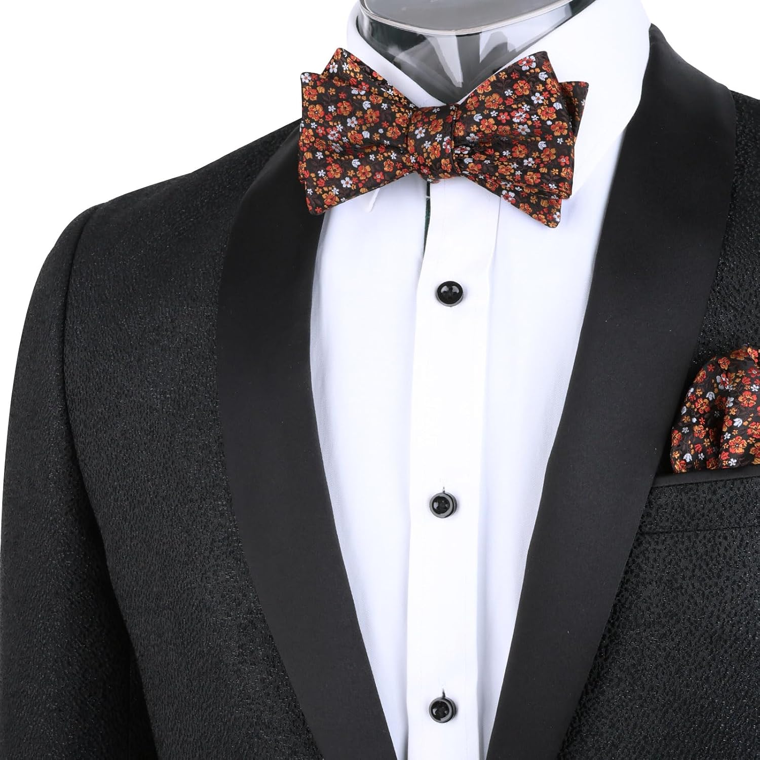Detalle de Alizeal Floral Pattern Bow Tie & Pocket Square Set for Men