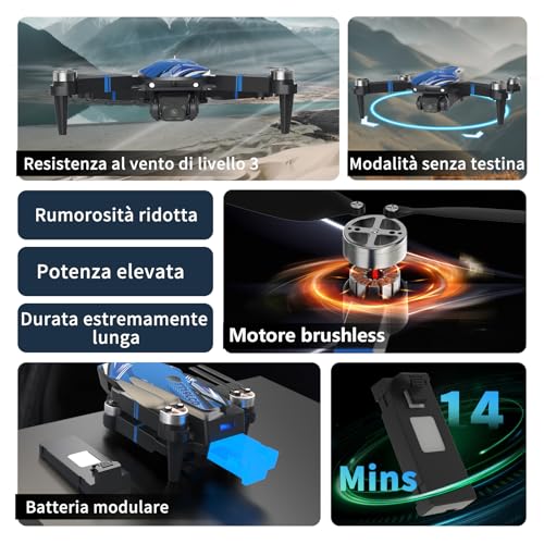 Detalle de SJsharp Drone con Camera per Adulti FPV LCD – 270° Prevenzione Ostacoli, 3D Flips, 32 GB SD, 250 g