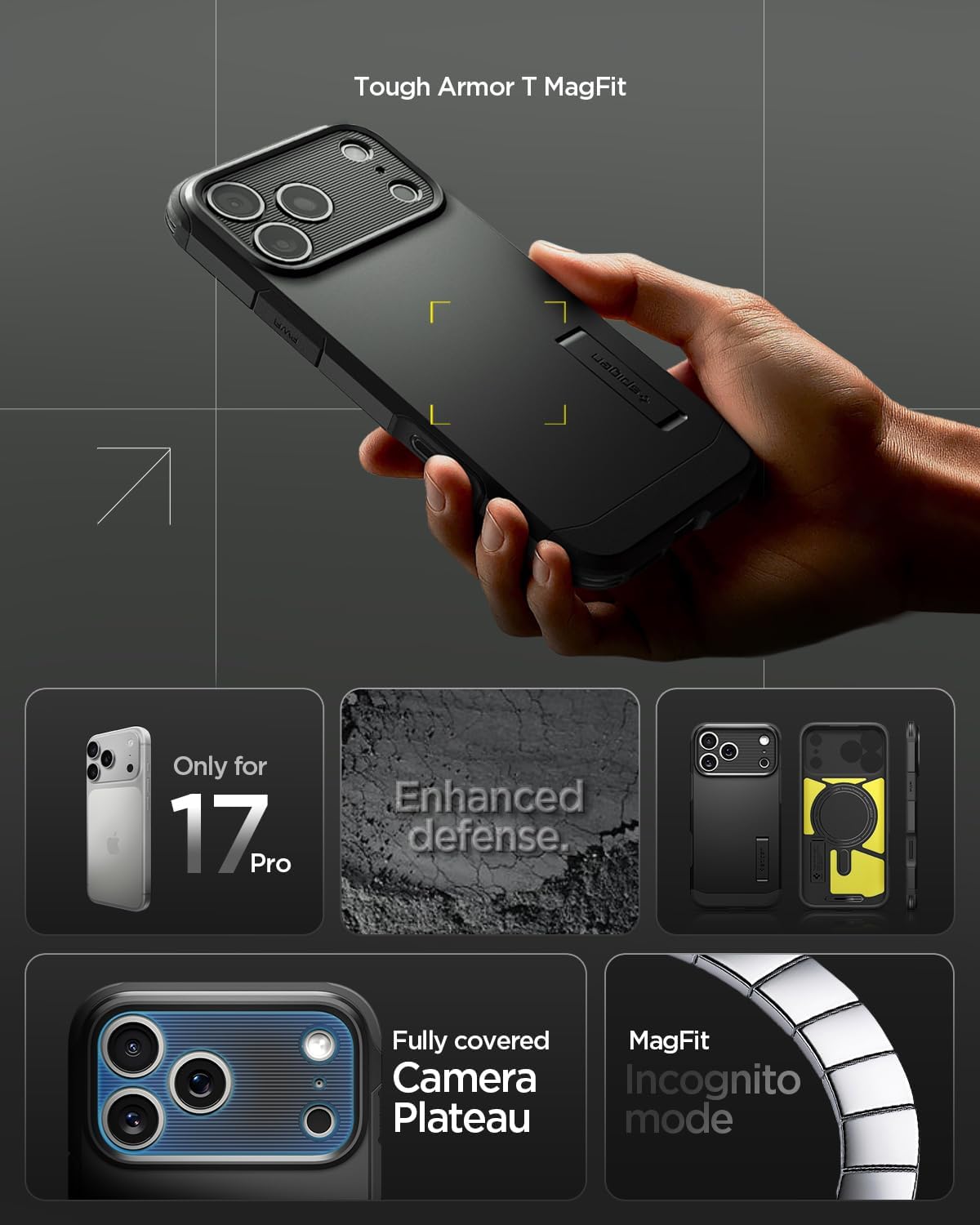 Detalle de Spigen Tough Armor T MagFit iPhone 17 Pro Case