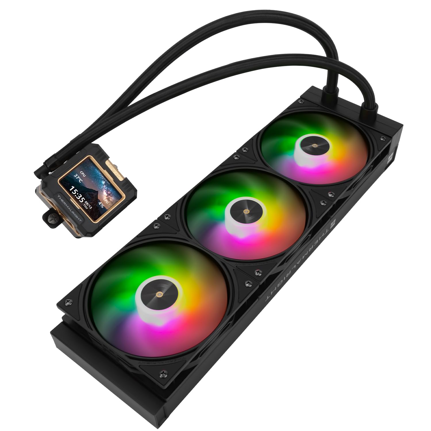 Detalle de Thermalright TR FW 360 Schwarz ARGB CPU-Wasserkühlung – 360 AIO mit 2,4-Zoll IPS LCD Display