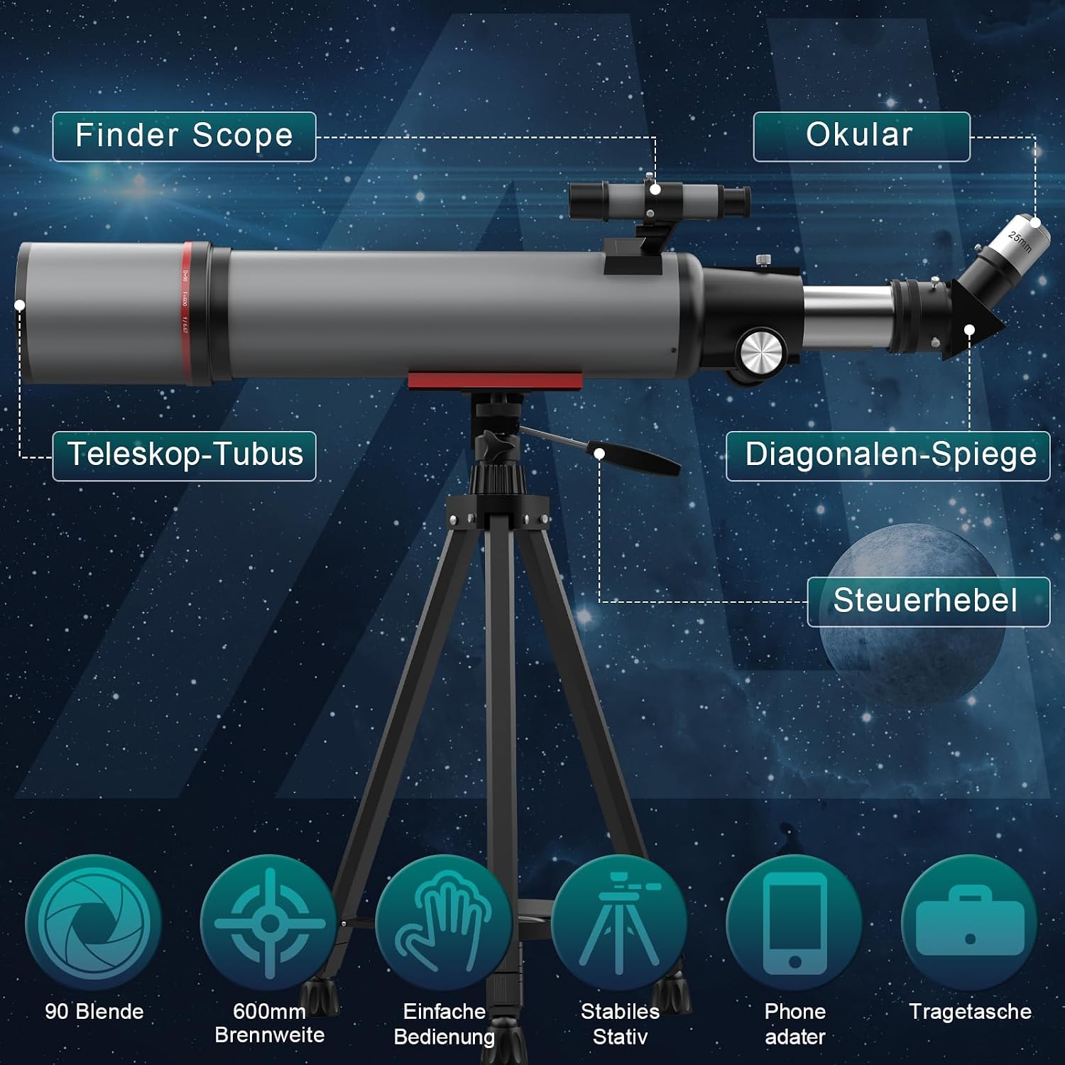 Thumbnail 4 de Aurosports Astronomie Teleskop 90 mm