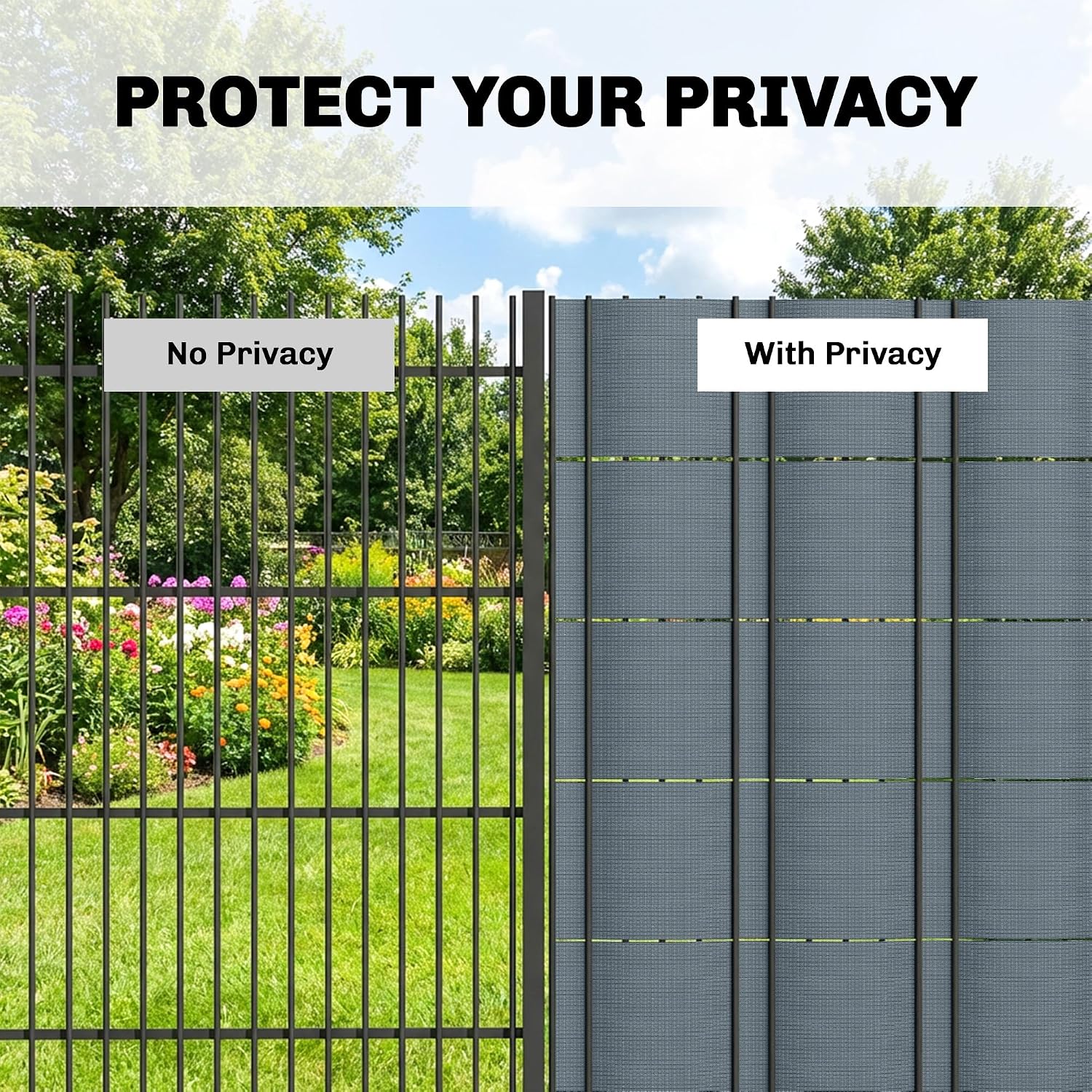 Detalle de Outsunny Privacy Garden Screen Fence, 450gsm PVC, Waterproof, UV-Resistant, Grey