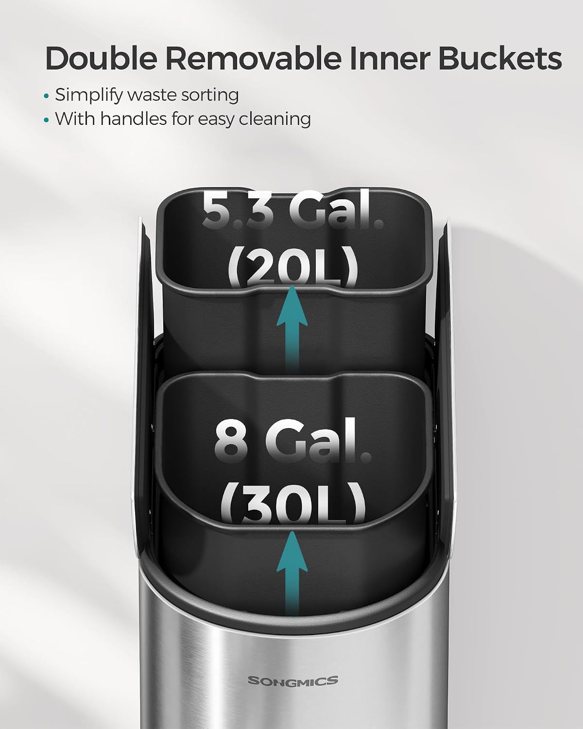 Thumbnail 4 de SONGMICS PARRI Collection LTB570E50 Double Kitchen Bin, 50L, Soft-Close Pedal