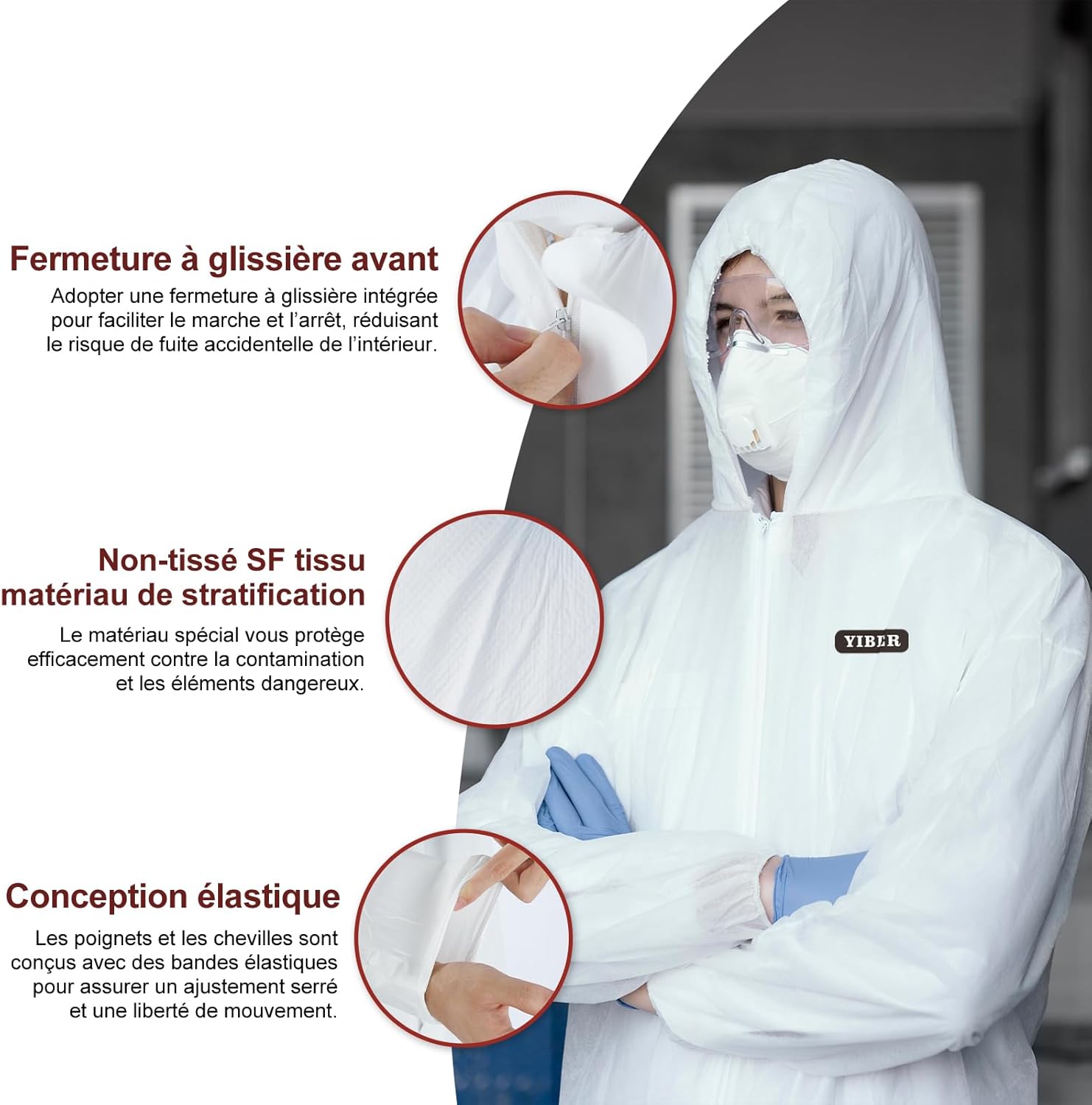 Thumbnail 2 de Combinaisons de protection Hazmat 7 tailles 🛡️