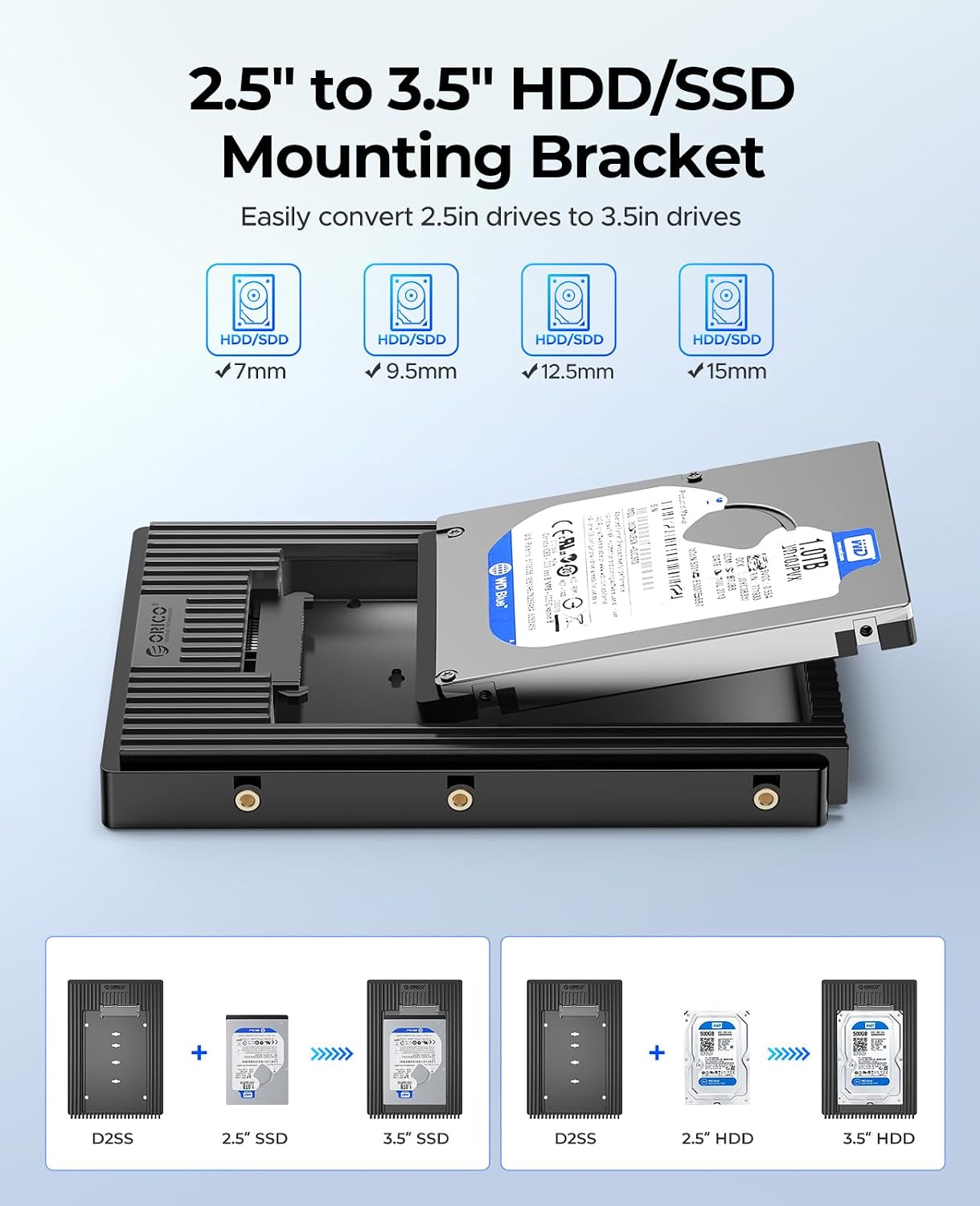 Detalle 2 de ORICO D2SS adattatore HDD SATA 2,5 a 3,5