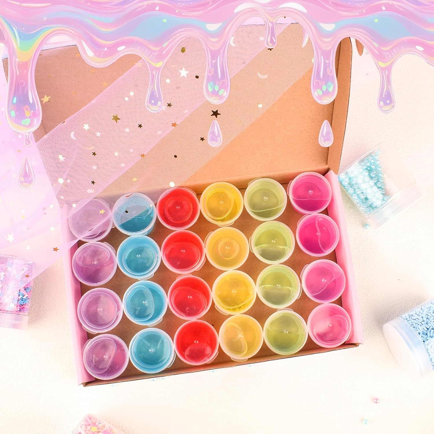 Thumbnail 3 de 24 Pack Mini Slime – Clear, Non-Sticky & Stretchy Party Favour Kit