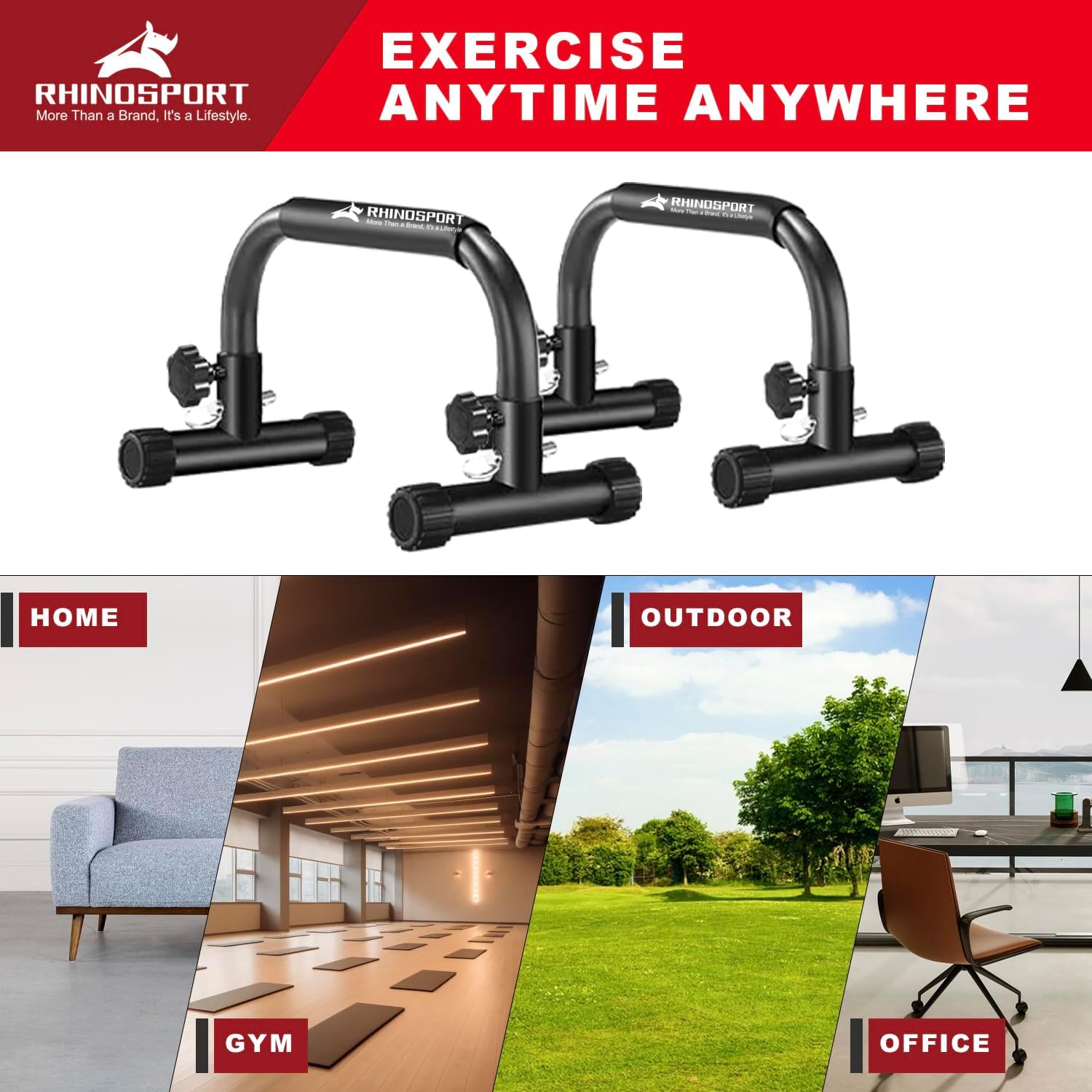 Detalle 2 de RHINOSPORT Parallettes Dip Bars für 300 kg