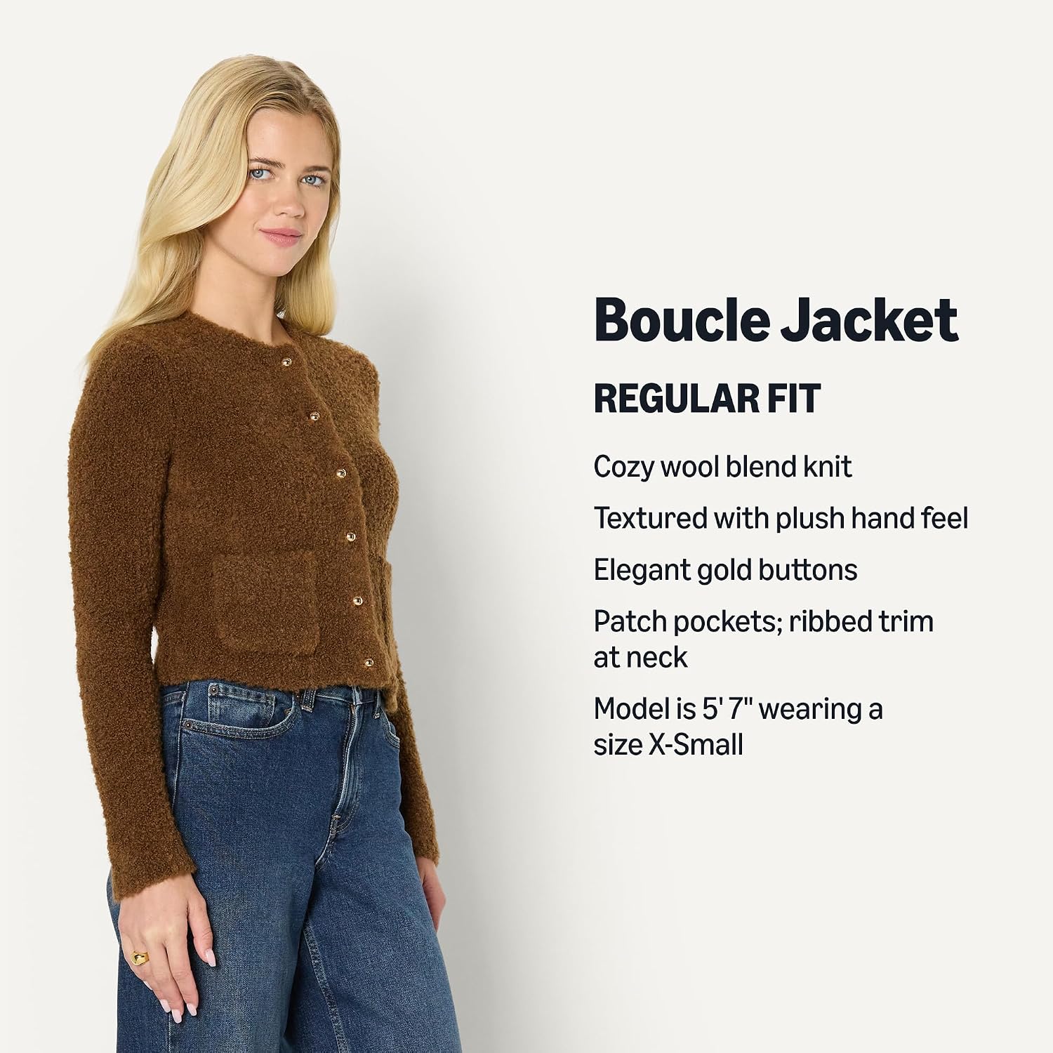 Detalle 2 de Amazon Essentials Wool-Blend Button Jacket for Women