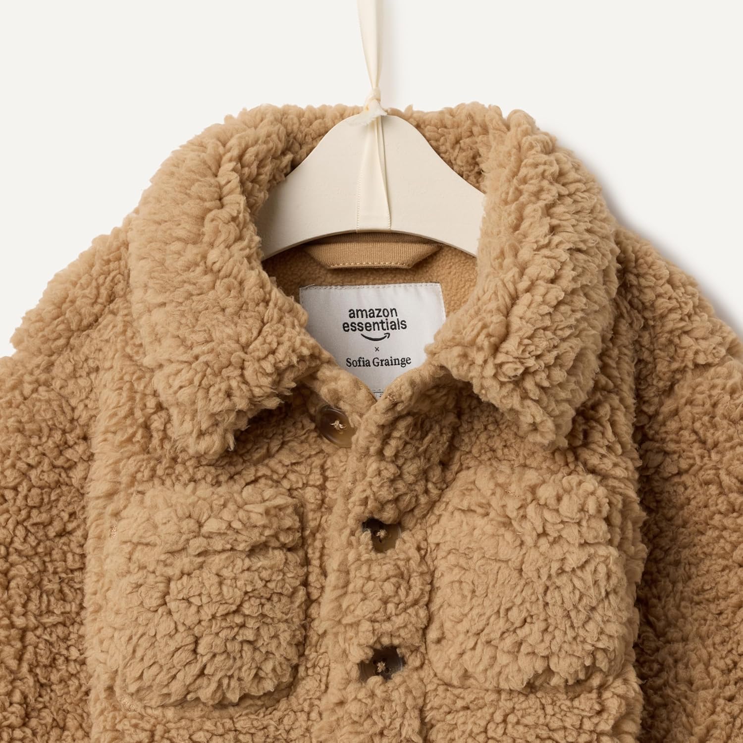 Detalle de Amazon Essentials x Sofia Grainge Toddlers and Baby Boys' Sherpa Fleece Overshirt Jacket