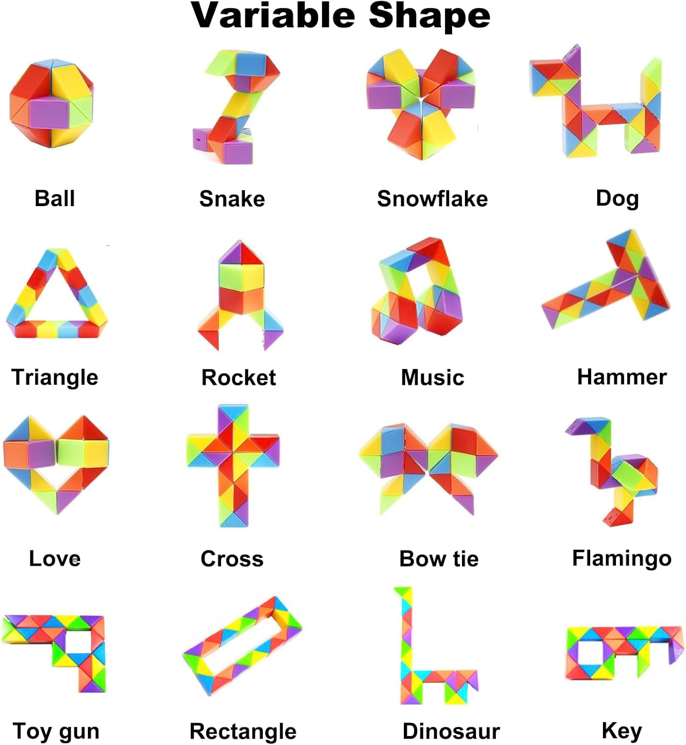 Detalle de GOLDGE 24-Pack Mini Fidget Snake Cube Puzzle Toys (Rainbow Colors) for Kids & Teens