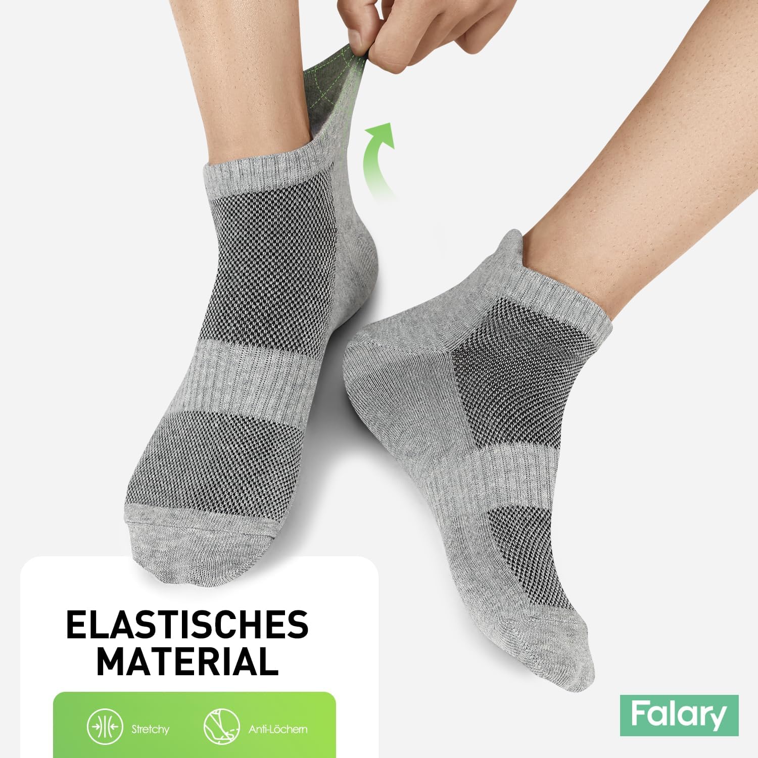 Detalle 2 de FALARY 10 Paar Sneaker-Socken aus Baumwolle – atmungsaktive Sportsocken für Herren & Damen