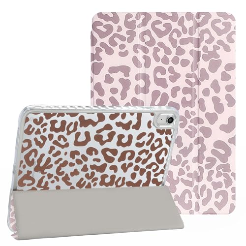 Detalle de Fycyko Étui folio Leopard Rose pour iPad 11e Génération (2025, A16) et iPad 10e Génération (2022) – Motif Léopard, Porte-crayon