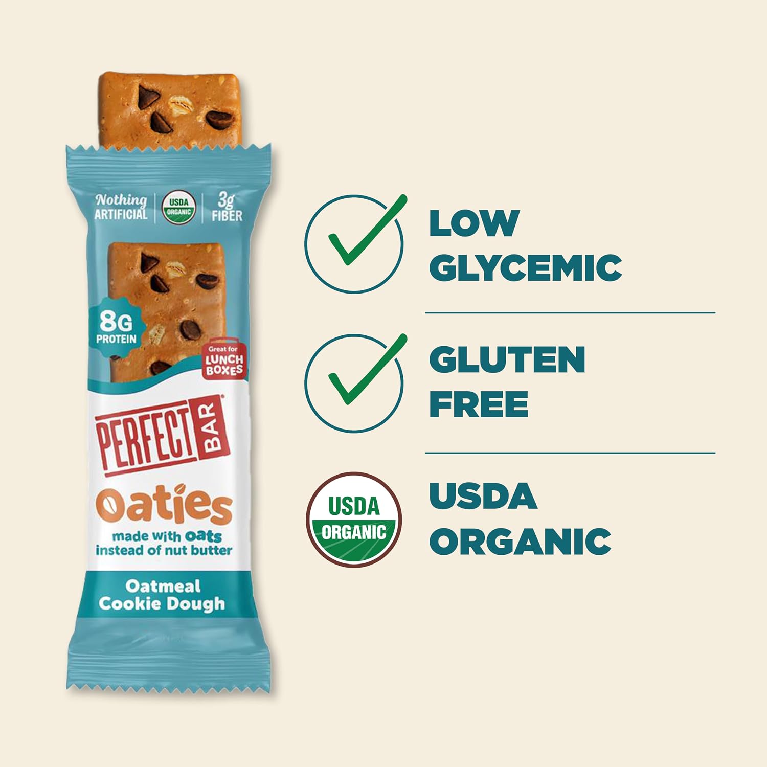 Detalle 1 de Perfect Bar Oaties Oatmeal Cookie Dough Protein Bars, 1.83 oz, 12 Count