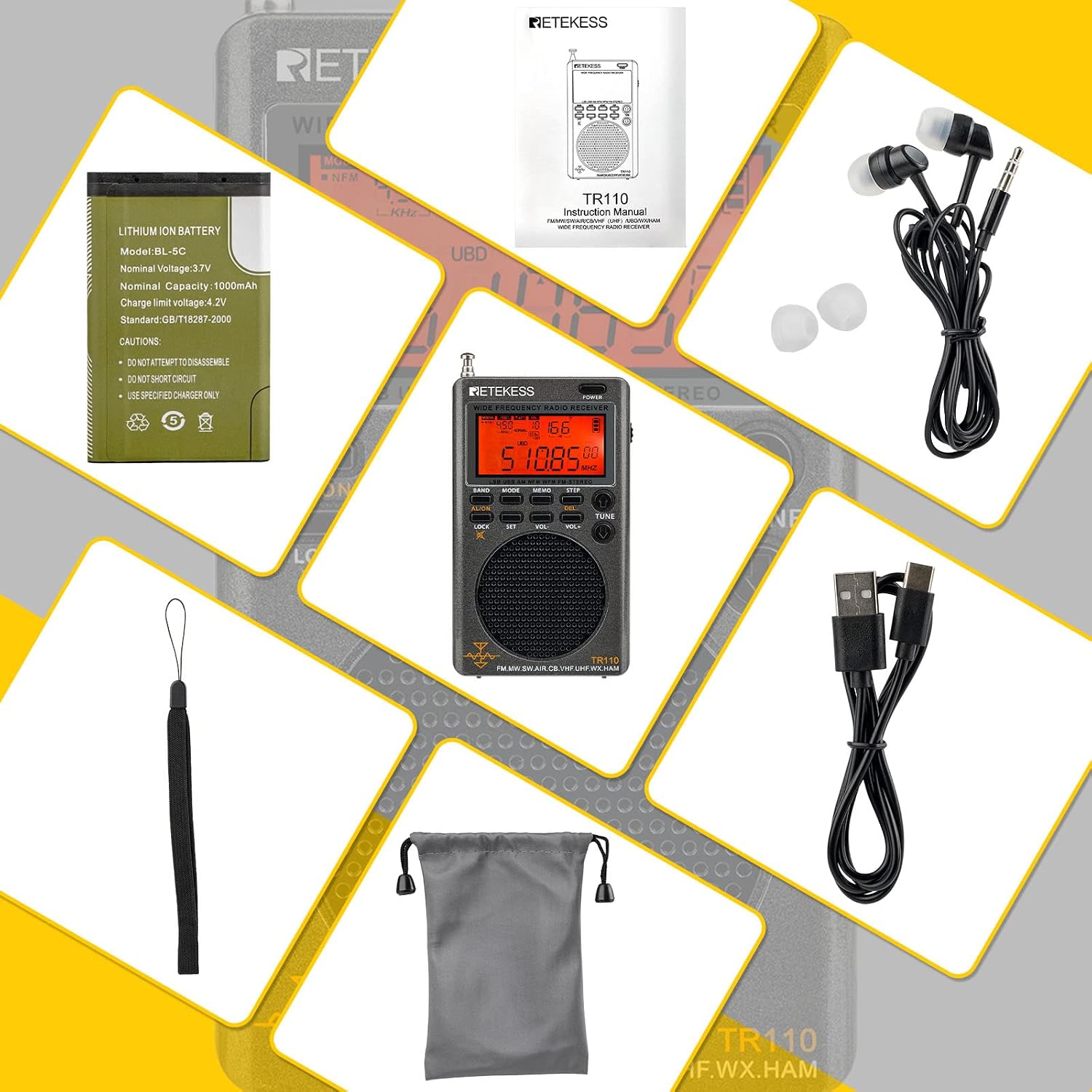 Thumbnail 6 de Retekess TR110 Mini Scanner radio SSB 1000 stations