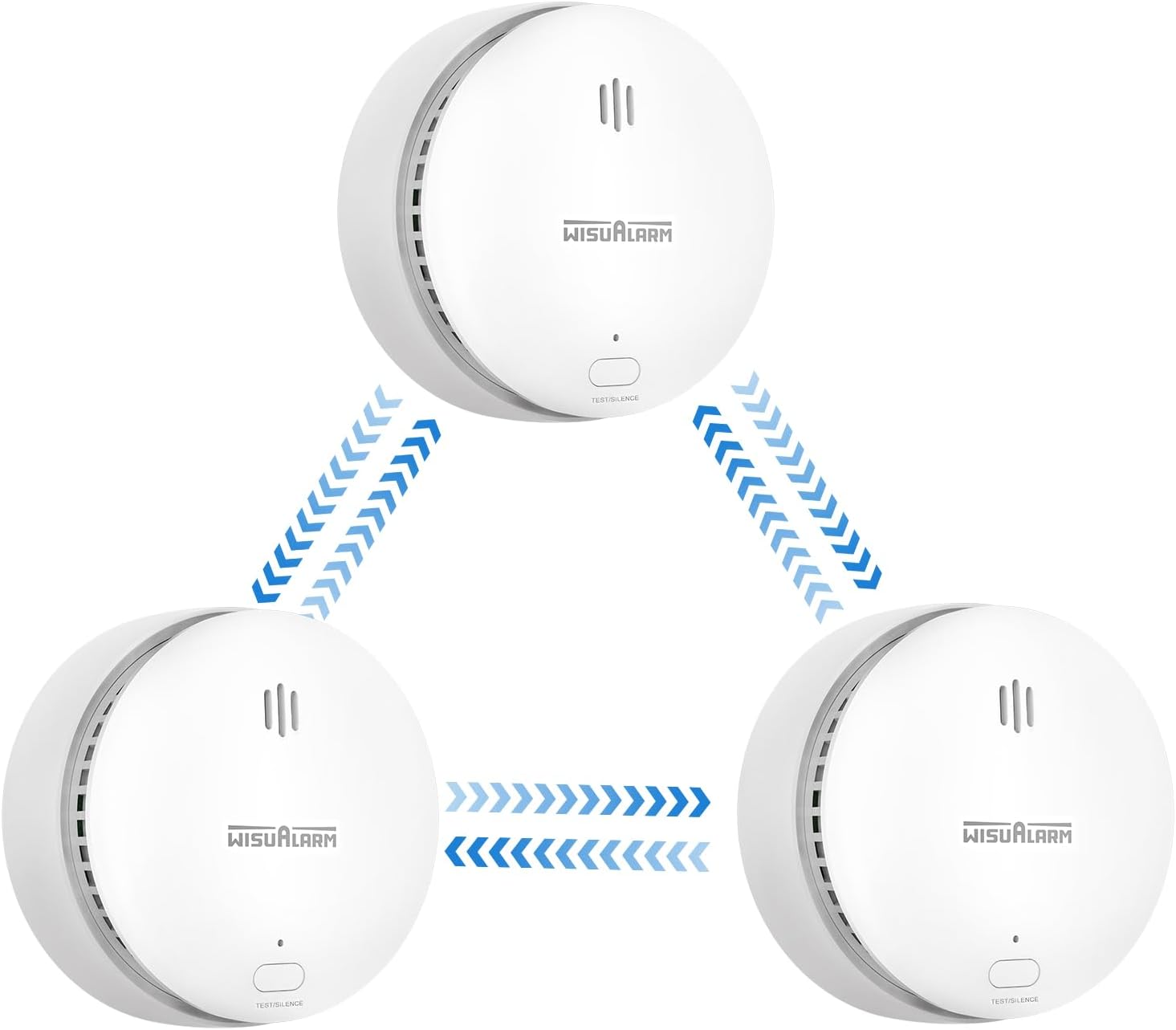 Smoke Alarms for Home Pre-connected: 3 Interlinked Detectors with 10-Year Battery Life