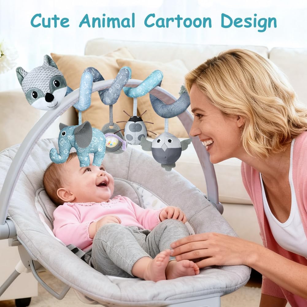 Thumbnail 6 de Vicloon Giocattolo a Spirale per Passeggino Neonato – Peluche a Spirale con Animale Grigio Fox per Sviluppo Sensoriale e Interazione