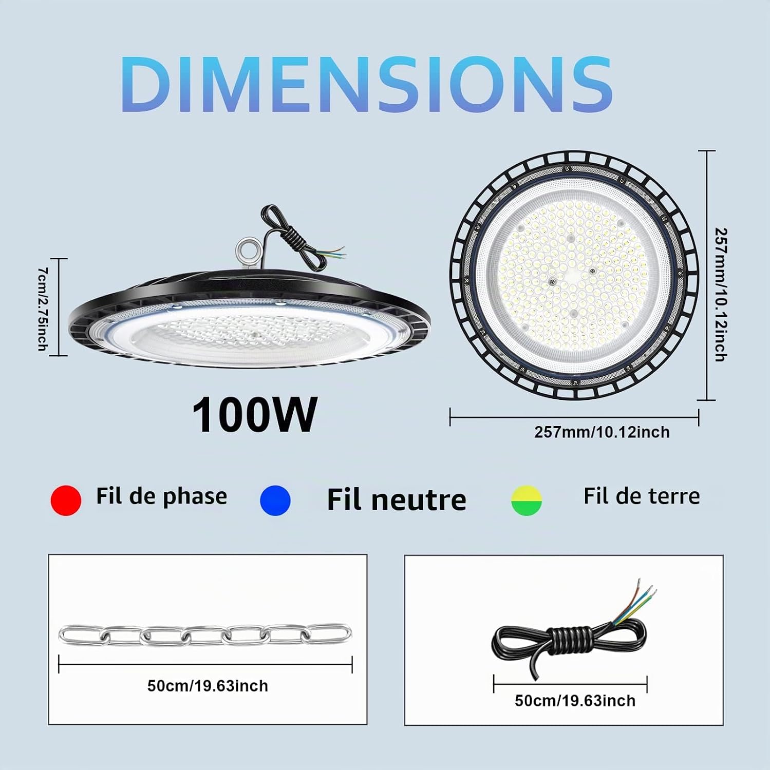 Detalle 2 de ZXICH ea9cc446-c179-436d-b248-ddaf8539aab9 UFO-led-highbaylamp, 100 W, 15.000 lm, IP65