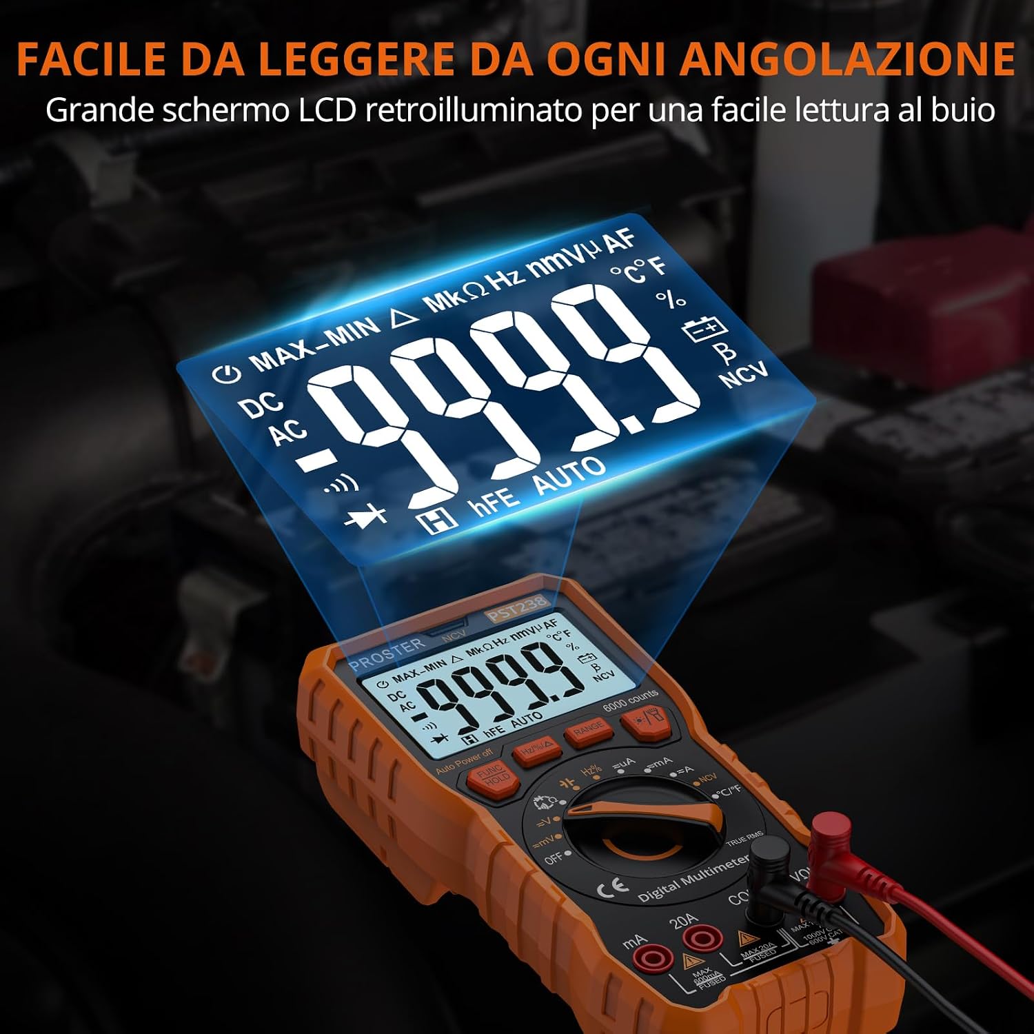 Detalle 1 de Proster PST238 Multimetro 6000 conteggi 📟
