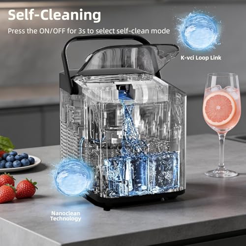 Detalle de COZYBRITE Ice Maker Machine Portable Countertop: 14kg/24h, 2 Cube Sizes, Self-Cleaning