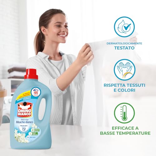 Detalle de Omino Bianco Detersivo Lavatrice Muschio Bianco – 3 x 1760 ml (132 lavaggi)