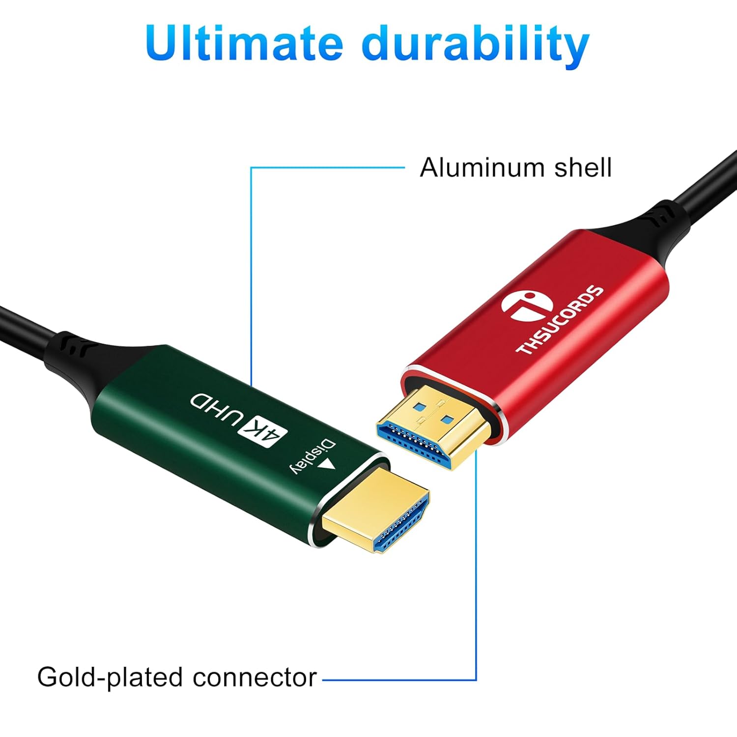 Thumbnail 1 de Thsucords Câble HDMI à Fibre Optique 4K 20 m – HDMI 2.0, 18 Gbps, HDR 4:4:4, ARC/HEC pour upscaling et consoles