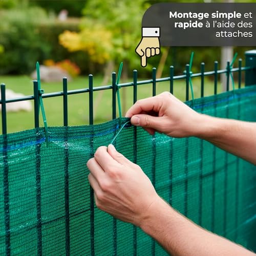 Thumbnail 6 de SPRINGOS Filet d'ombrage 1 x 50 m + 200 Attaches-câbles – filet HDPE 140 g/m², 90% d'ombrage, vert