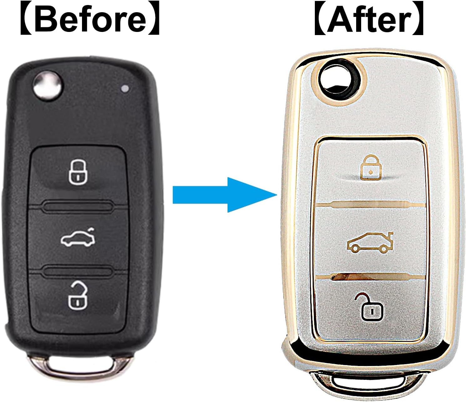 Detalle 2 de QIULIFAN Key Cover TPU for VW 3-Button