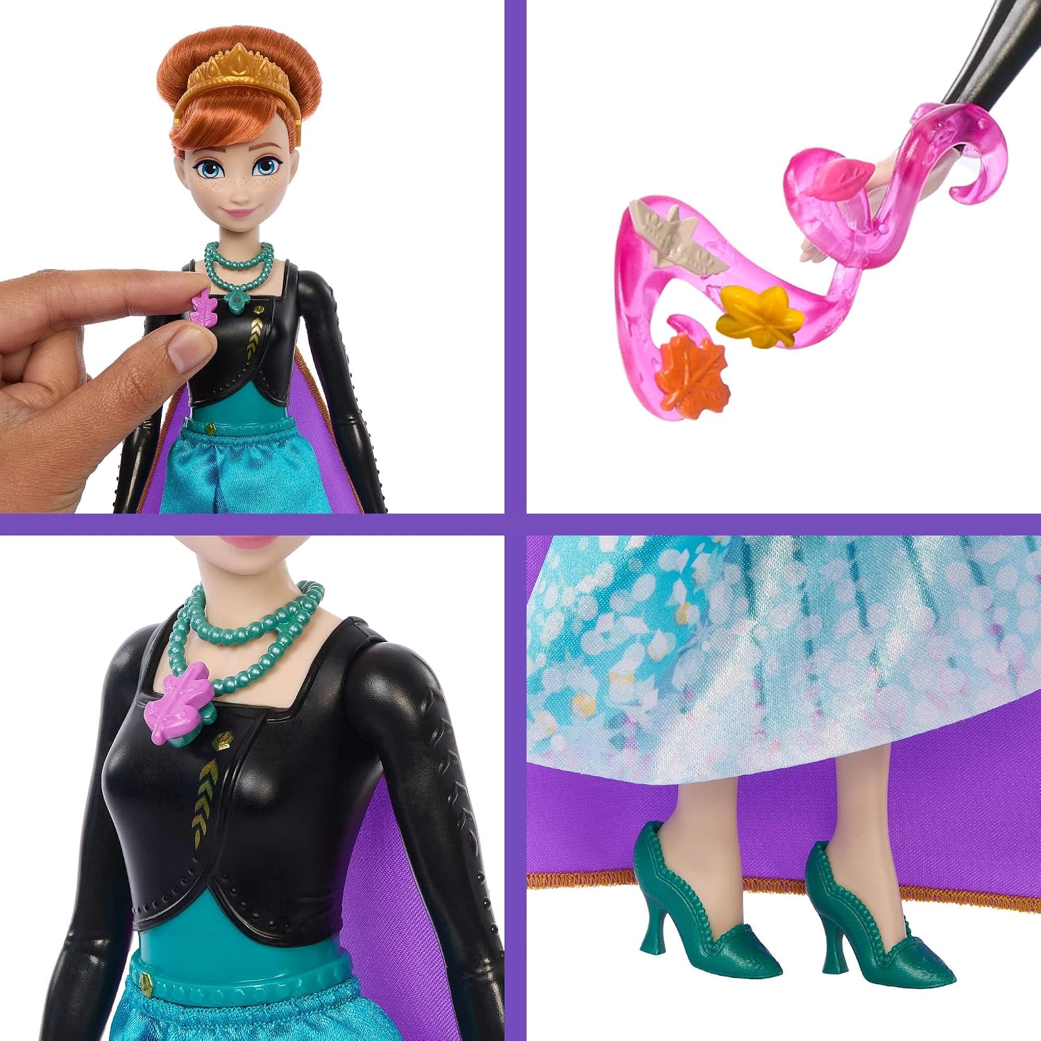 Detalle de Mattel Disney Frozen Anna Jewel Reveal (JJY37) con 9 accessori e 8 sorprese