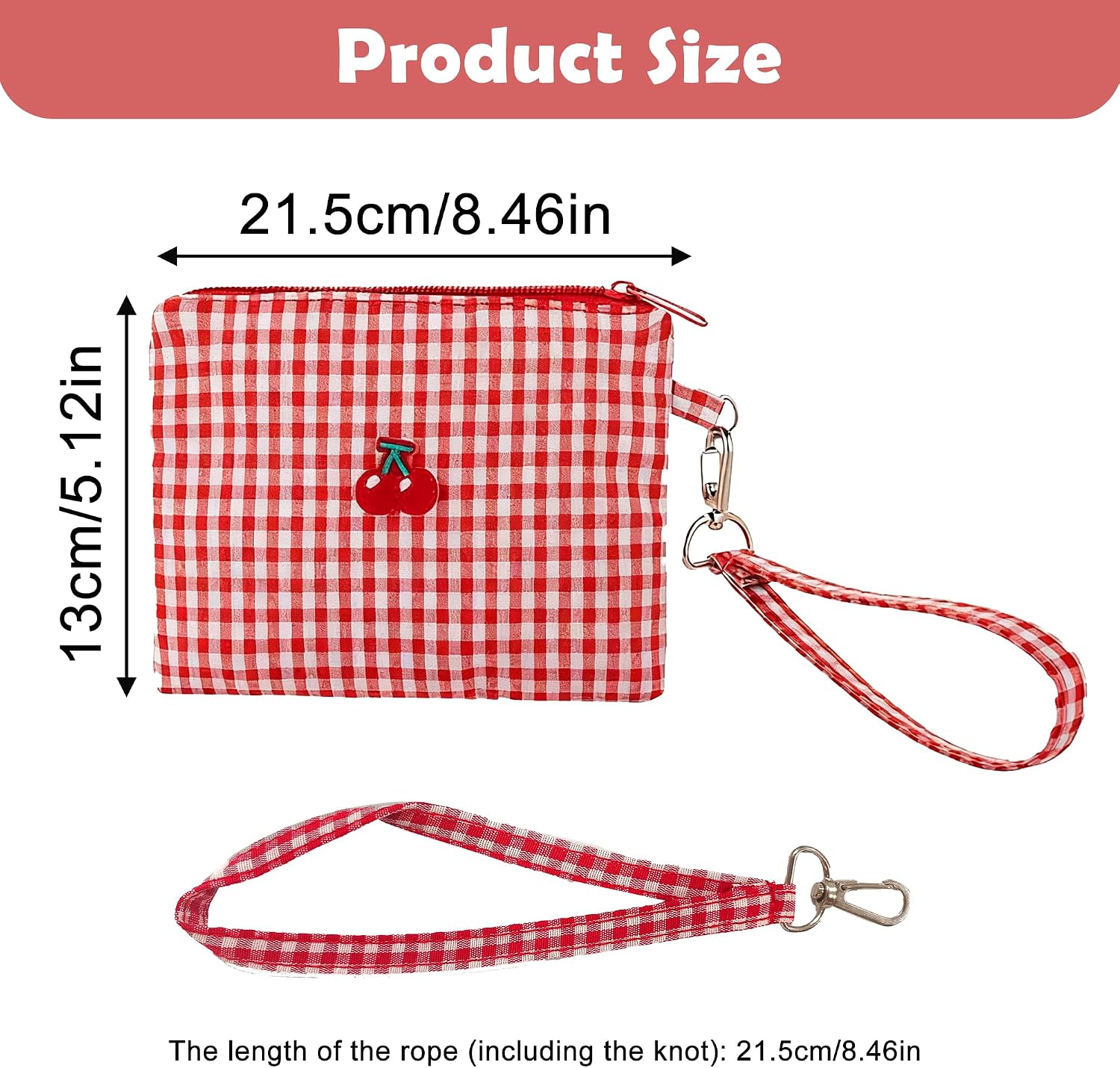 Thumbnail 4 de Portable Red Cherry Canvas Makeup Bag – Compact, Versatile Travel Pouch