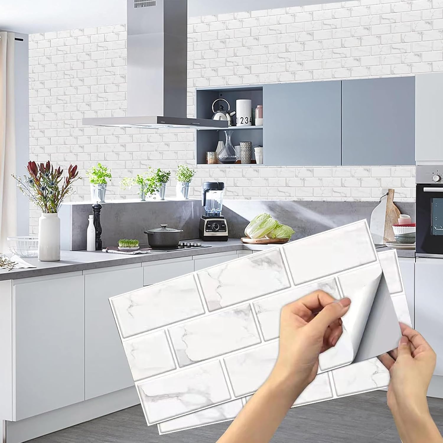 Detalle de 24 Sheets White Tile Stickers 15x30cm waterproof