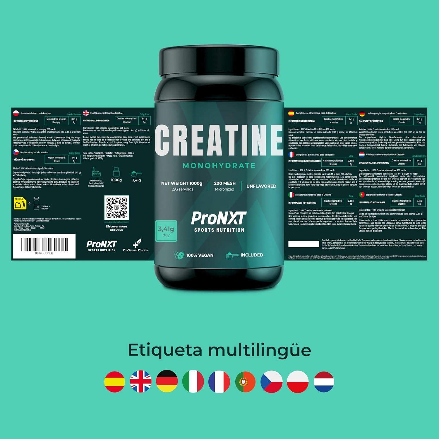 Thumbnail 3 de ProNXT Creatina Monohidrato 1000g (200 Mesh) de ProNatural Pharma — Micronizada, 293 Dosis