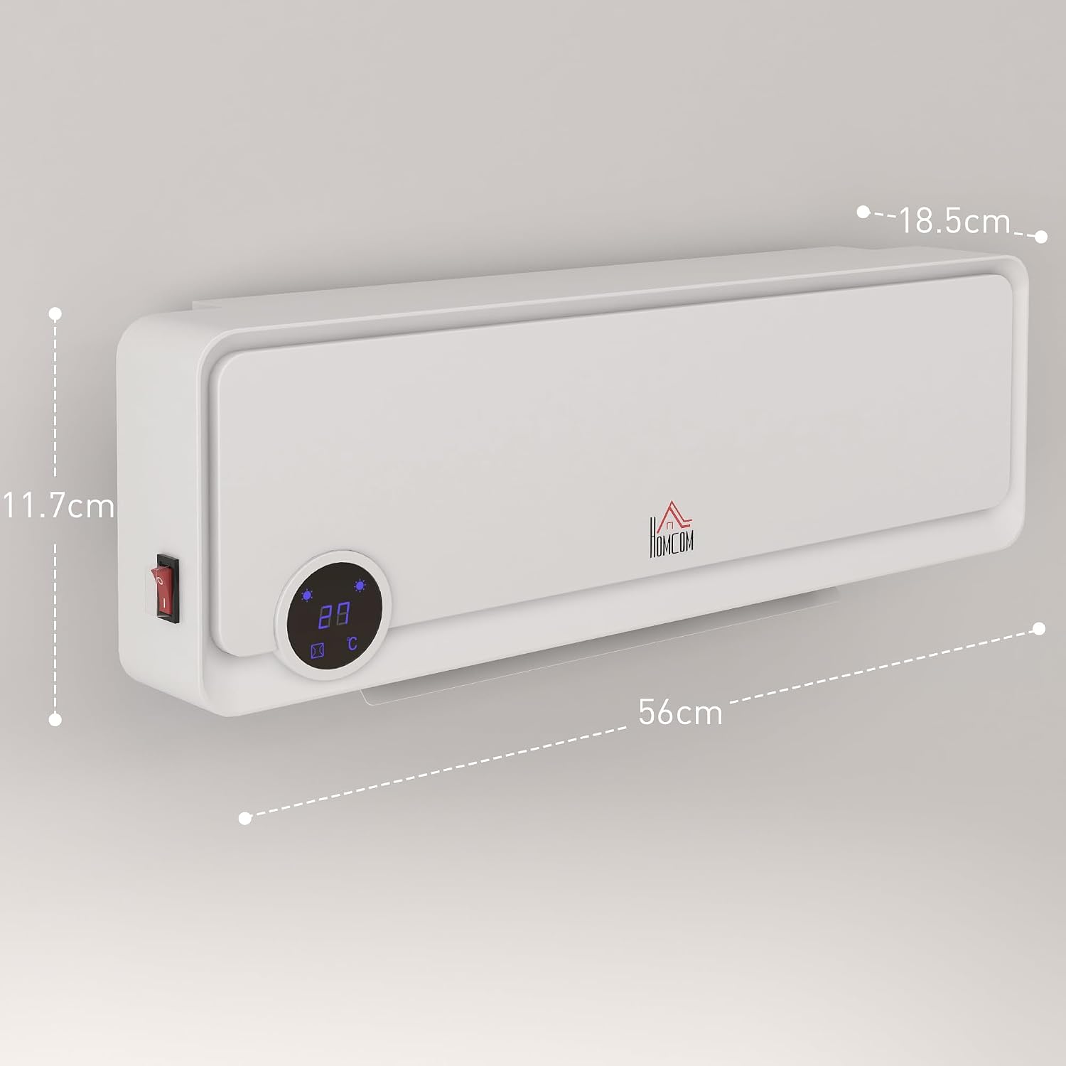 Thumbnail 6 de HOMCOM 820-252V70WT Wall-Mounted Heater, 1000W/2000W, Fan and Timer