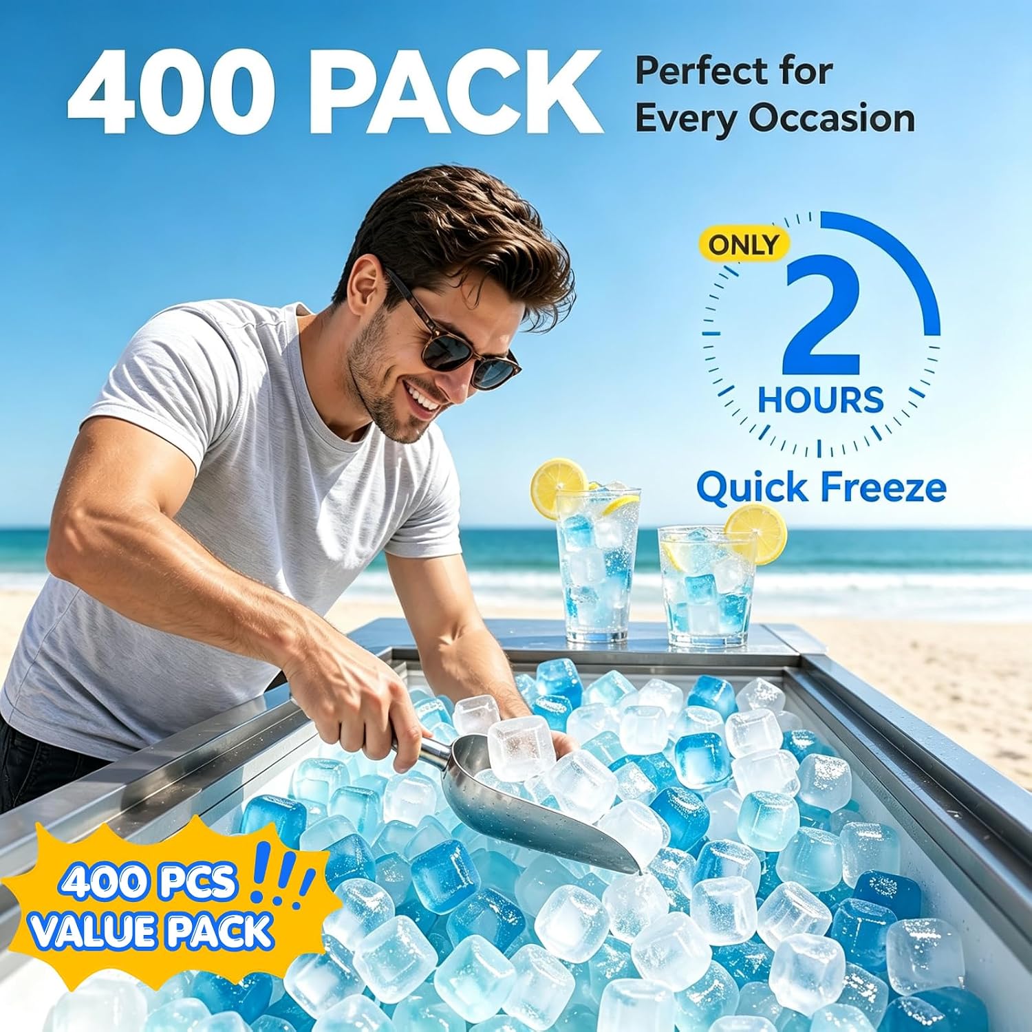 Thumbnail 1 de BYTTME BY-US-RICWB400 Reusable Ice Cubes, BPA-Free, Refreezable, 400-Pack