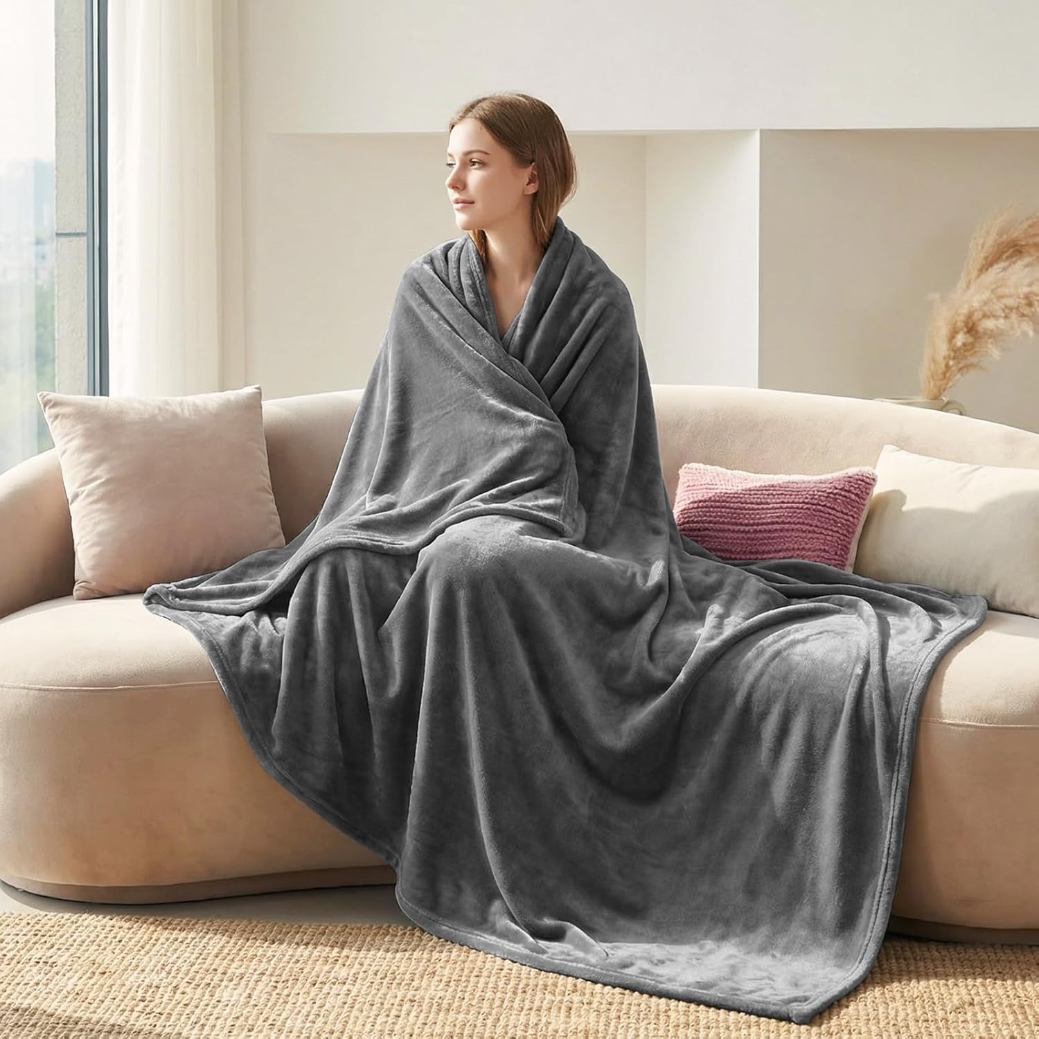Detalle 2 de CozyLux Kuscheldecke Flauschig Decke 150x200 cm – XL graue Flauschkuscheldecke