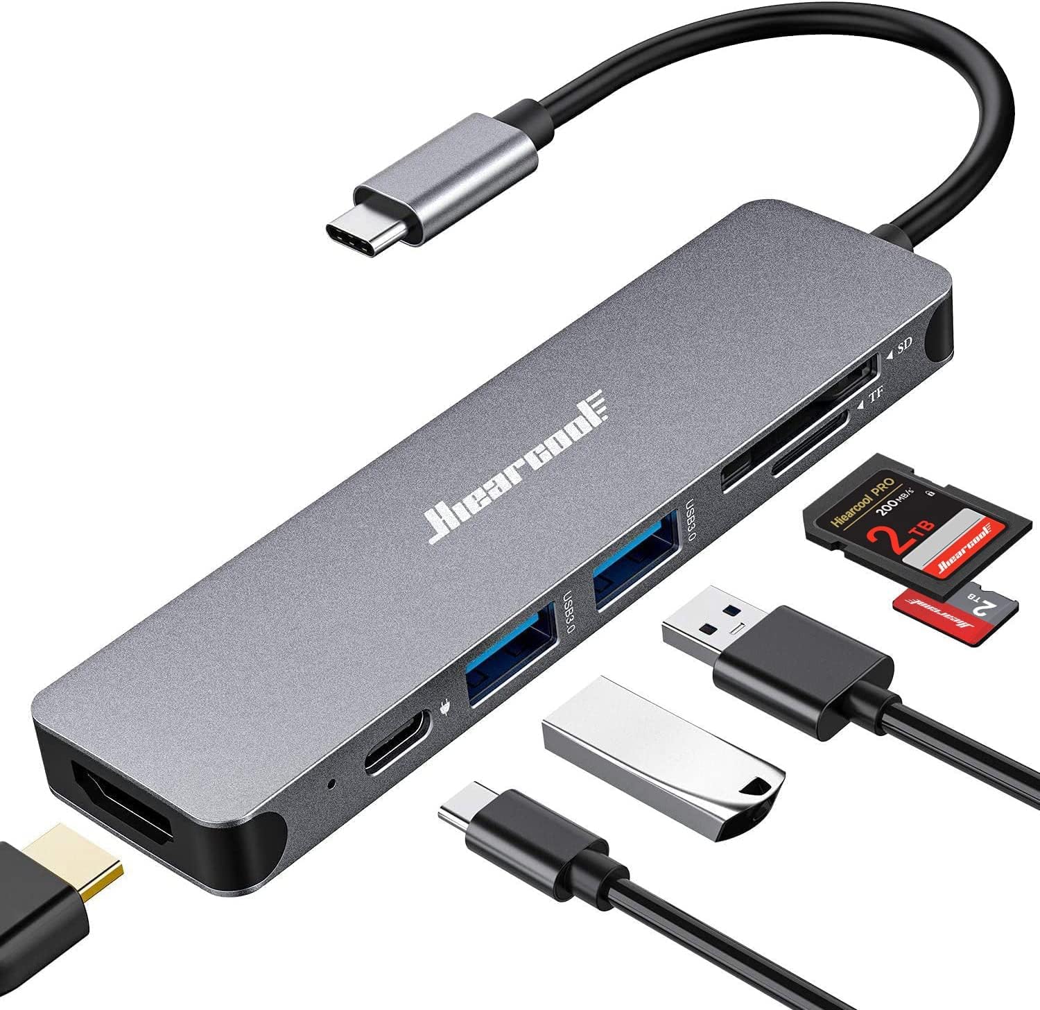 Detalle de Hiearcool UCN3286 7-in-1 USB-C Hub with 4K HDMI and 100W PD