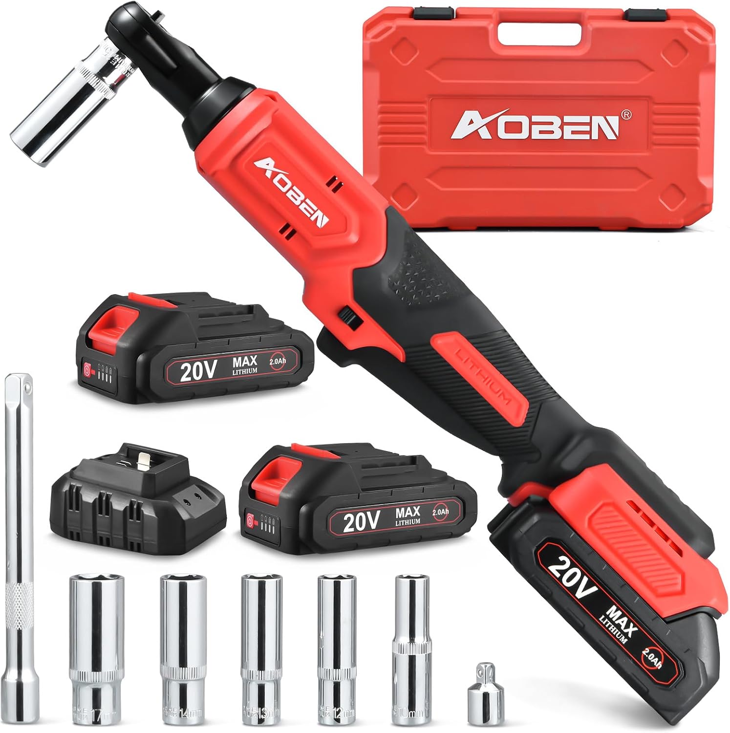 Detalle de AOBEN AB7332D 20V 3/8-Inch Cordless Ratchet Wrench Kit, Brushless, 60 ft-lb