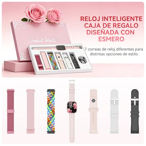 Detalle 2 de Reloj Inteligente Mingtawn para Mujer con 7 Correas y Llamadas Bluetooth – 1,83", 100+ Modos Deportivos, SpO2, Sueño y Salud femenina