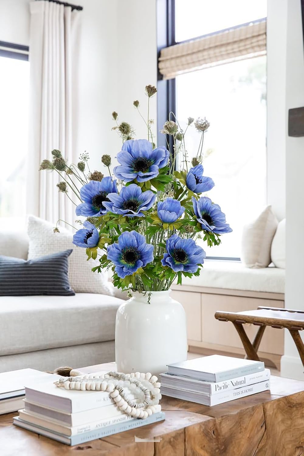 Detalle 1 de Briful 5er Set Anemonen Kunstblumen, 53 cm