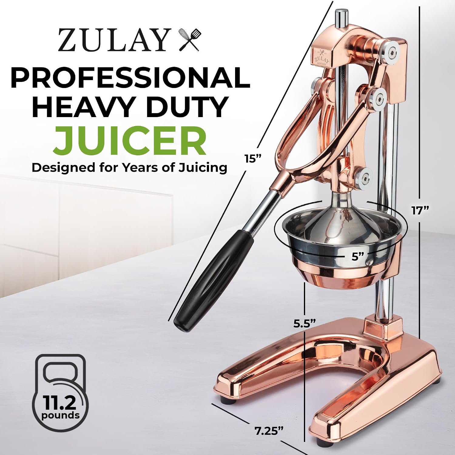 Thumbnail 1 de Zulay Kitchen Cast Iron Citrus Juicer, Manual Rose Gold Lever Press